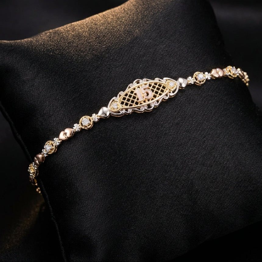 Real 14K Gold Quinceañera Bracelet