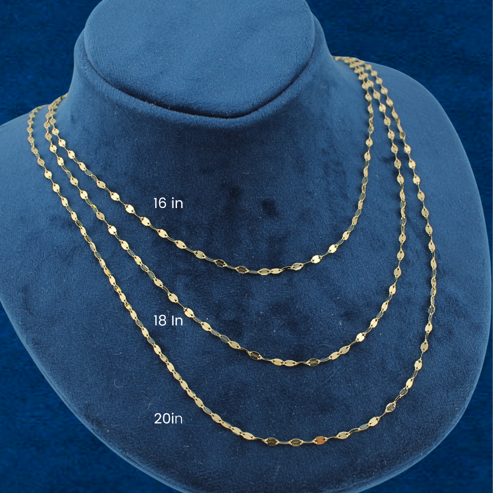 Cadenas de oro 14K genuino con eslabones tipo espejo