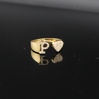 Real 10K Gold Diamond Initial Rings (Multiple Letters) - Adjustable