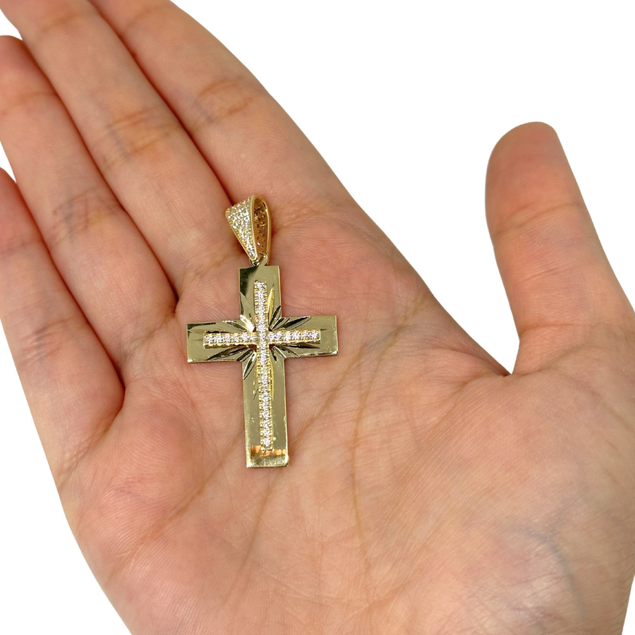 10K Mirror Cross Pendent