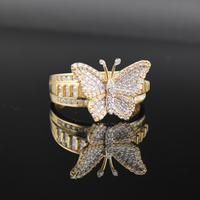 Anillo de mariposa de oro de 10K y diamantes reales