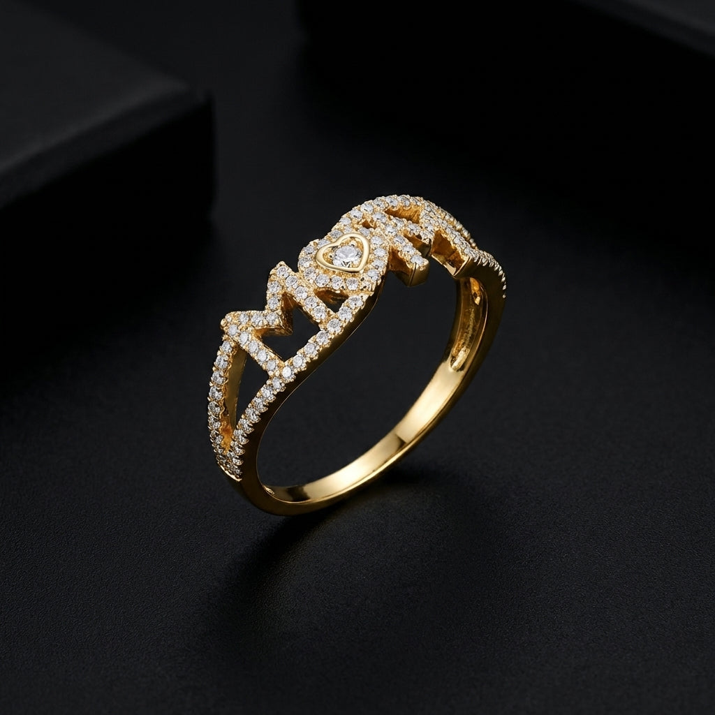 10K Gold Diamond Mom Ring 0.42 CTW