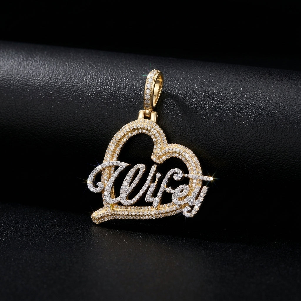 10K Diamond Wifey Pendant 0.9 CTW