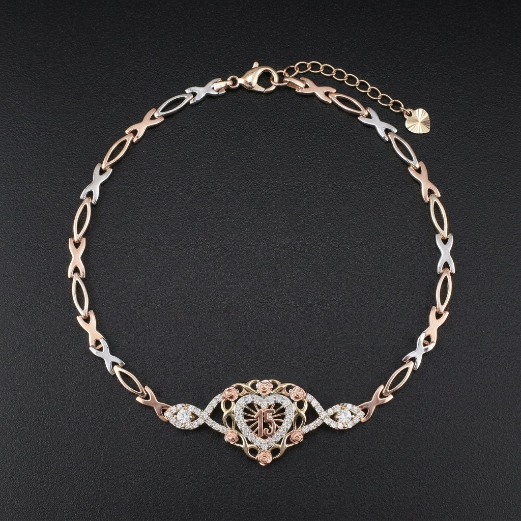 10K Quince Heart Bracelet 7in