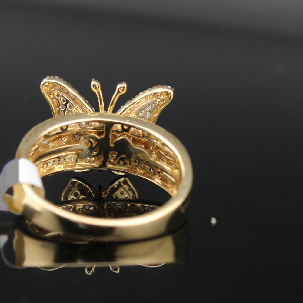 Anillo de mariposa de oro de 10K y diamantes reales