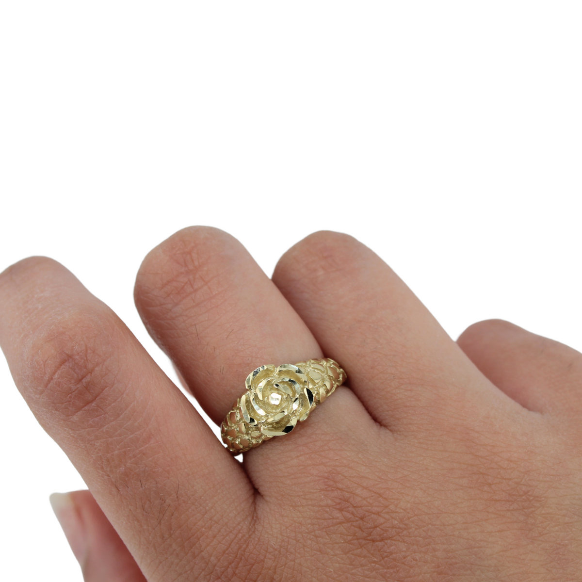 Anillo pepita de oro rosa de 10K