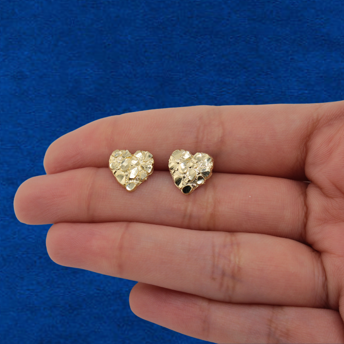 Aretes Corazón de Pepita de Oro de 10K Real