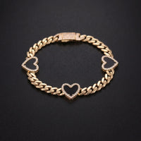 10K CZ Heart Bracelet 8.6g 7in YG 5.5mm