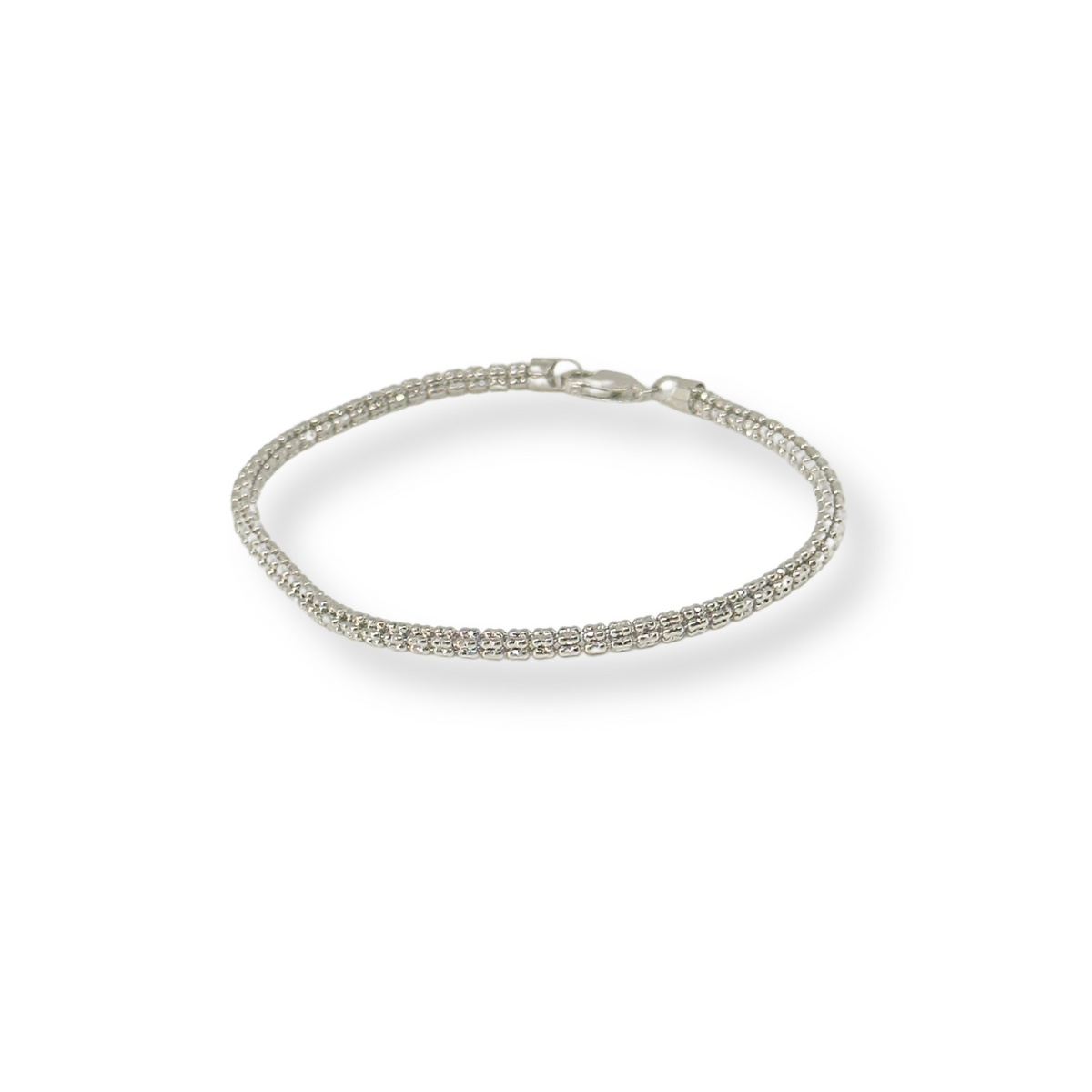 Pulsera de oro blanco de 10K auténtico con corte de diamante