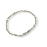 Pulsera de oro blanco de 10K auténtico con corte de diamante