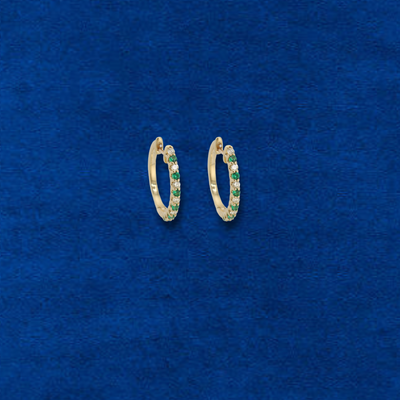 10K Diamond Green Hoops
