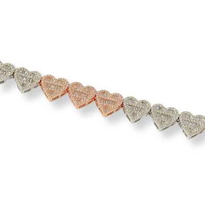 10K Diamond Heart Bracelet Tri-Color