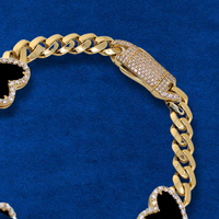Pulsera Cubana de Corazón de Oro de 10K Real