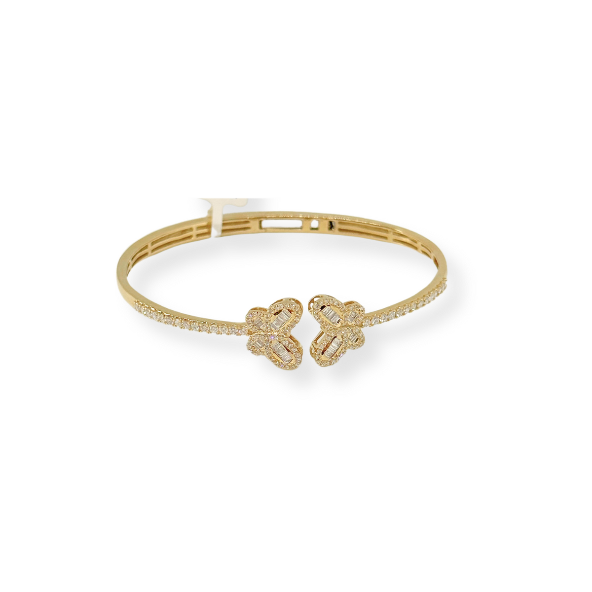 Brazalete de mariposa de oro de 10 quilates con diamantes auténticos