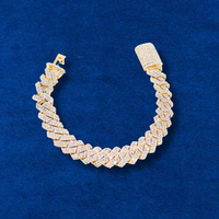 Pulsera de eslabones cubanos con diamantes de oro auténtico de 10 quilates y 6,8 quilates de peso total