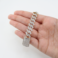 Pulsera de eslabones cubanos con diamantes de oro auténtico de 10 quilates y 6,8 quilates de peso total
