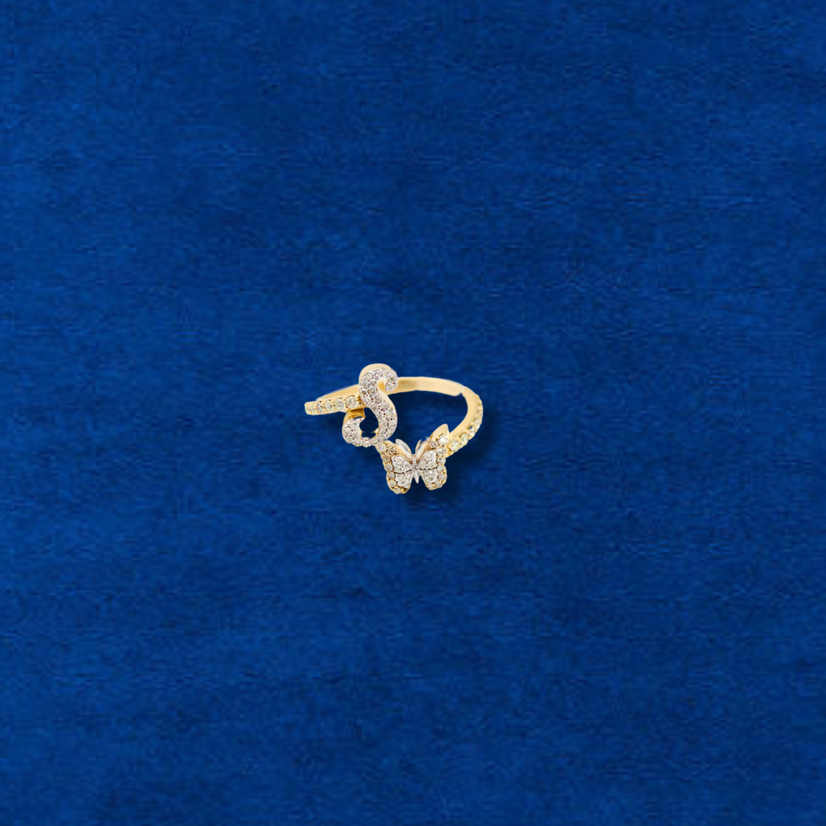 Anillos con inicial de diamante de oro de 10 quilates auténticos