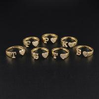 Real 10K Gold Diamond Initial Rings (Multiple Letters) - Adjustable