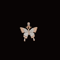 Real 10K Rose Gold Diamond Butterfly Pendant