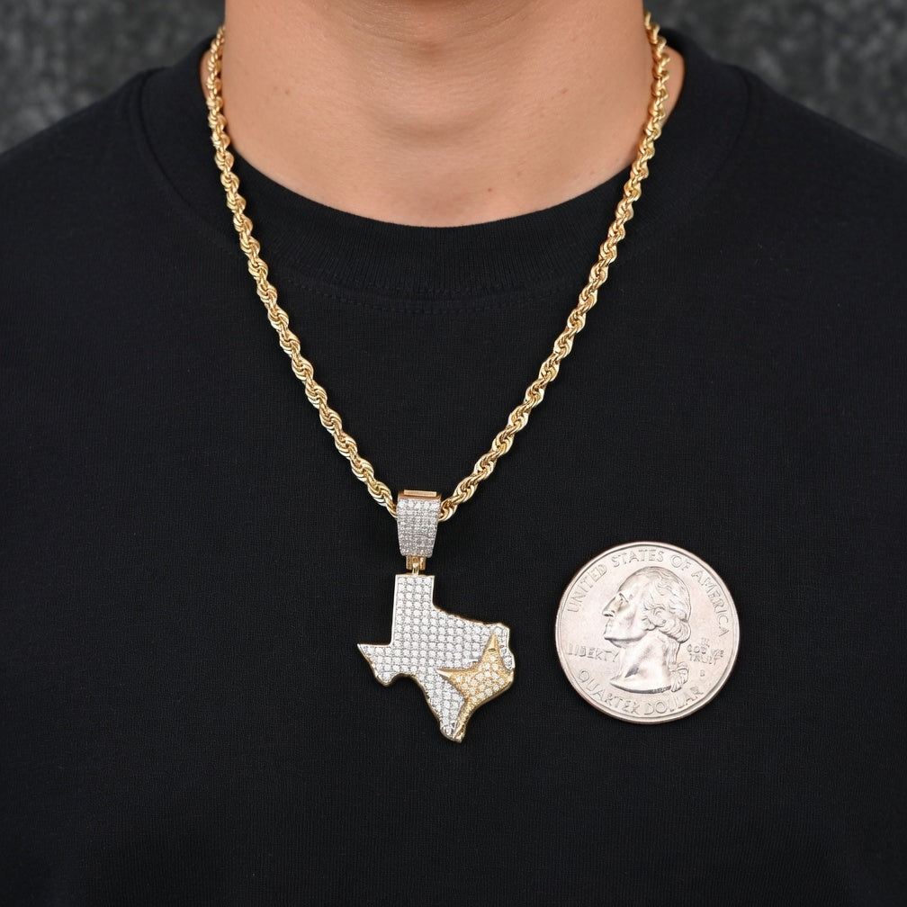 Real 10K Gold Diamond Texas Pendant