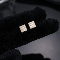 Real 14K Gold Diamond Square Studs