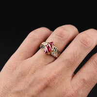 Anillo de clase de oro de 14 quilates con piedra de nacimiento - 2026