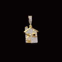 Colgante de oro de 10K auténtico con diseño de casa "Trap House" y diamantes