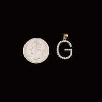 Inicial G de diamante de oro de 10 quilates auténtico