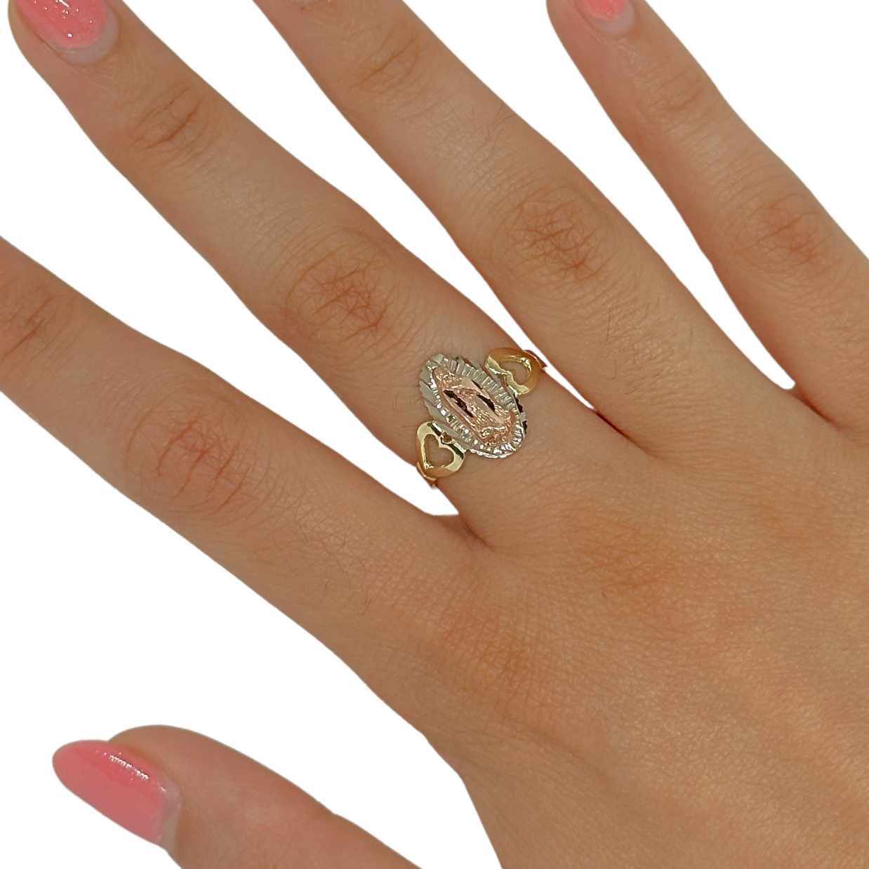 10K Virgin Mary Ring Tri Color