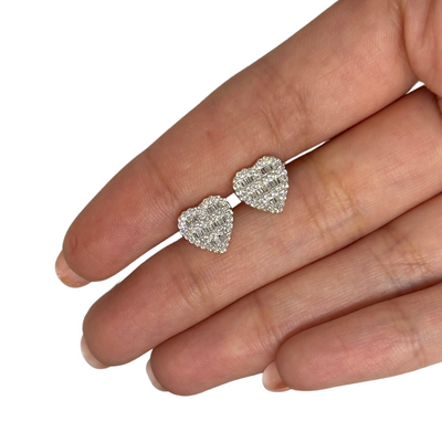 10K Real Diamond Heart Studs Yellow Gold