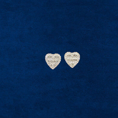 10K Real Diamond Heart Studs Yellow Gold