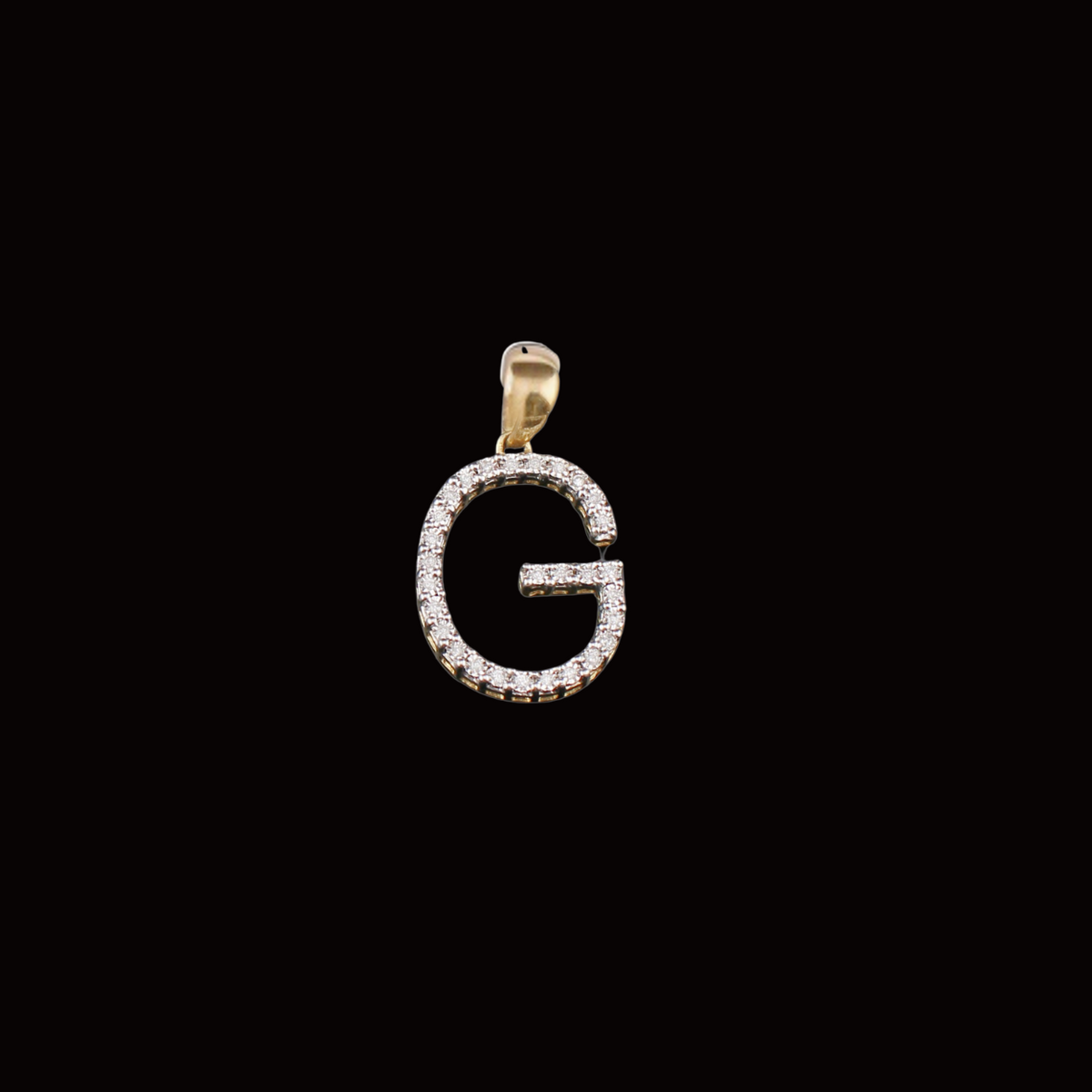 Inicial G de diamante de oro de 10 quilates auténtico