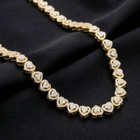 Real 10K Gold Diamond Heart Chain 6 CTW