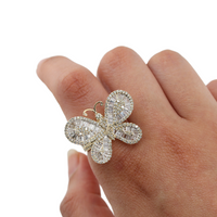 Anillo de mariposa de oro de 10K y diamantes reales
