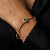 Pulsera Flexible de Oro de 14K con Esmeraldas y Diamantes