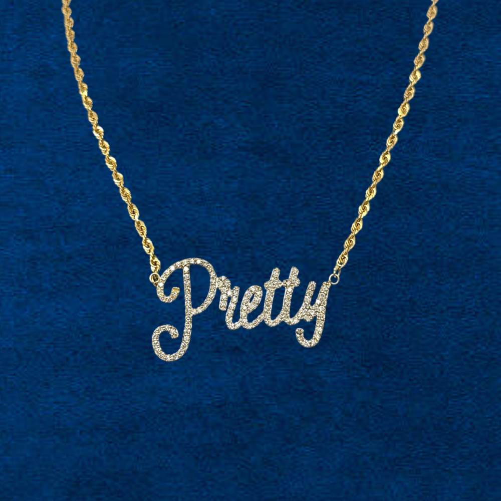 10K Diamond 'Pretty' Pendant & Chain