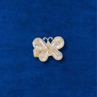 Anillo de mariposa de oro de 10K y diamantes reales