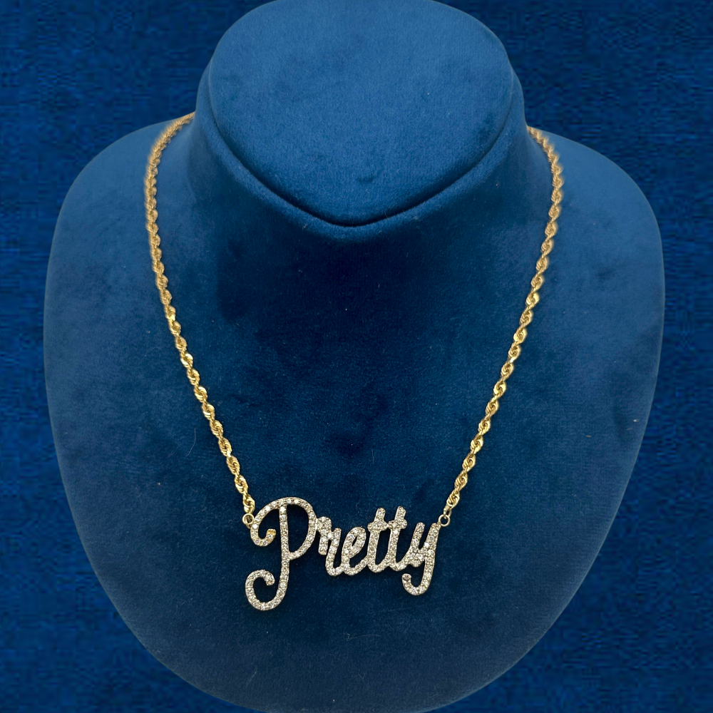10K Diamond 'Pretty' Pendant & Chain