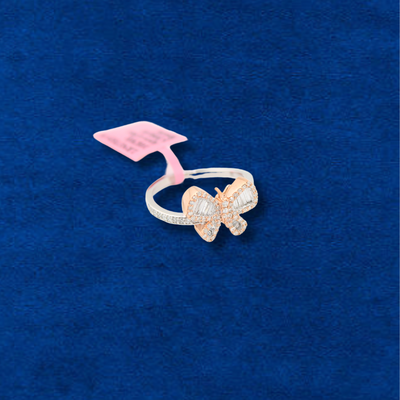 10K Diamond Butterfly Ring Two Tone