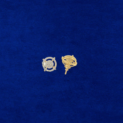 10K Diamond Round Design Studs