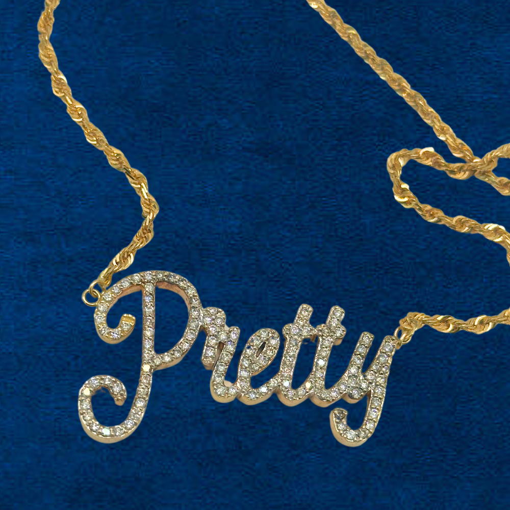10K Diamond 'Pretty' Pendant & Chain