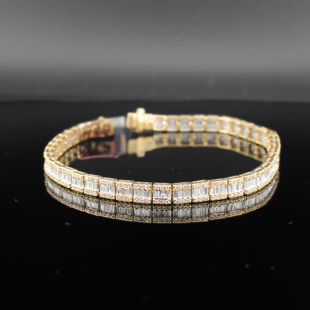 Pulsera de Baguette de Diamantes de Oro de 10K auténtico 3.6 CTW