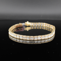 Pulsera de Baguette de Diamantes de Oro de 10K auténtico 3.6 CTW