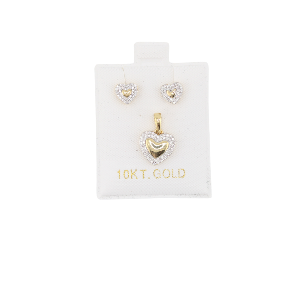 10K Diamond Heart Pendant Set