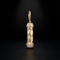 14K Diamond Barber Pole 3D Pendant 5.45 CTW