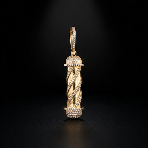 14K Diamond Barber Pole 3D Pendant 5.45 CTW