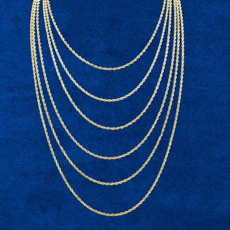 10K Solid 2.5mm Rope Chains