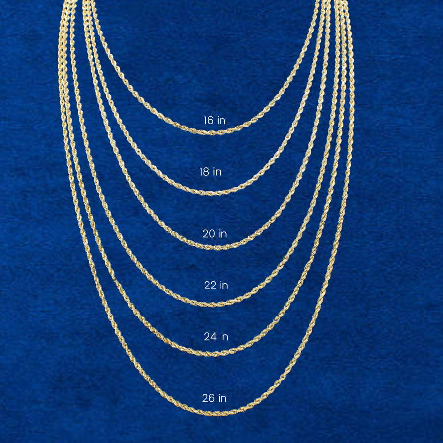 10K Solid 2.5mm Rope Chains
