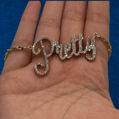 10K Diamond 'Pretty' Pendant & Chain