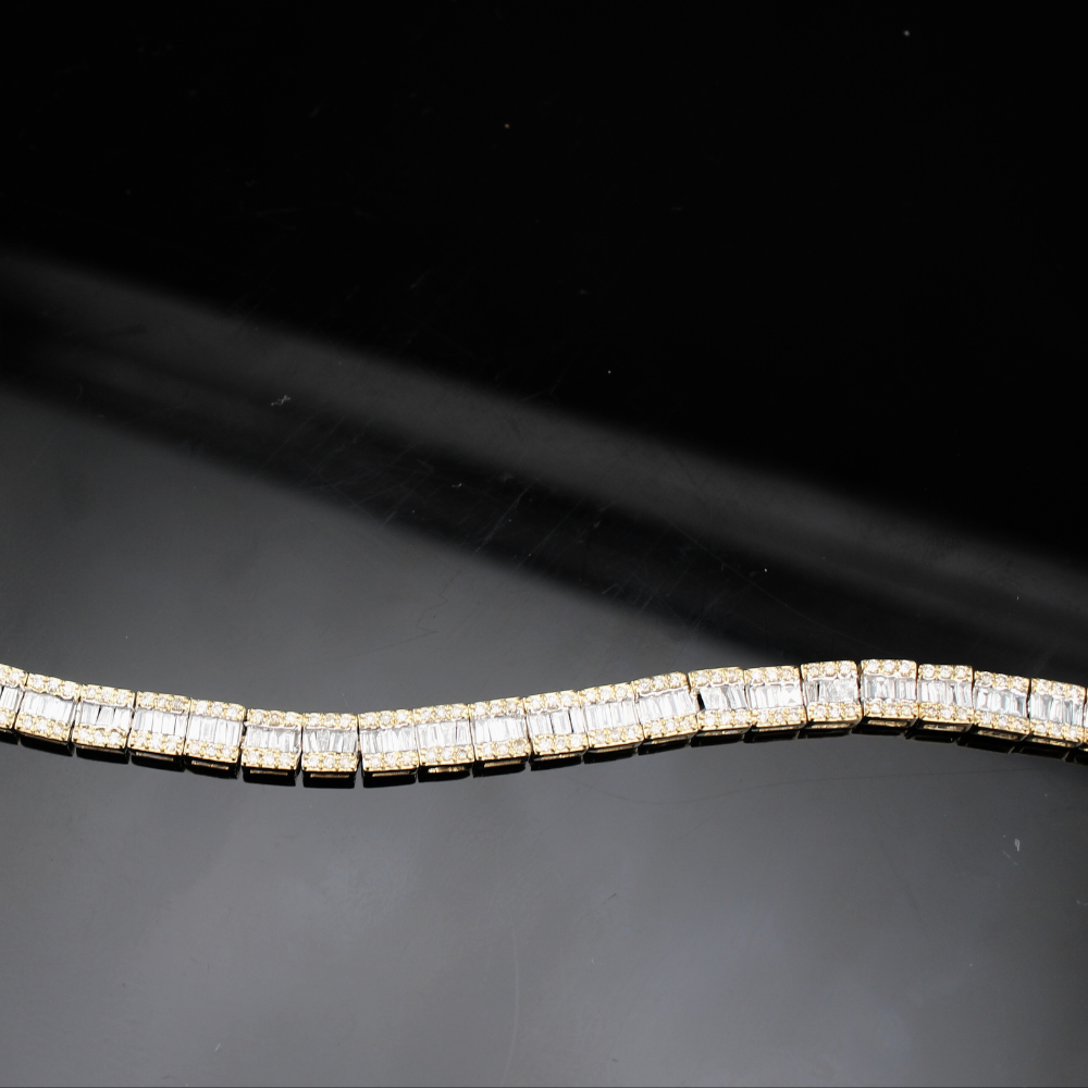 Pulsera de Baguette de Diamantes de Oro de 10K auténtico 3.6 CTW
